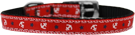 Anchors Nylon Dog Collar with classic buckle 3/8" Red Size 12